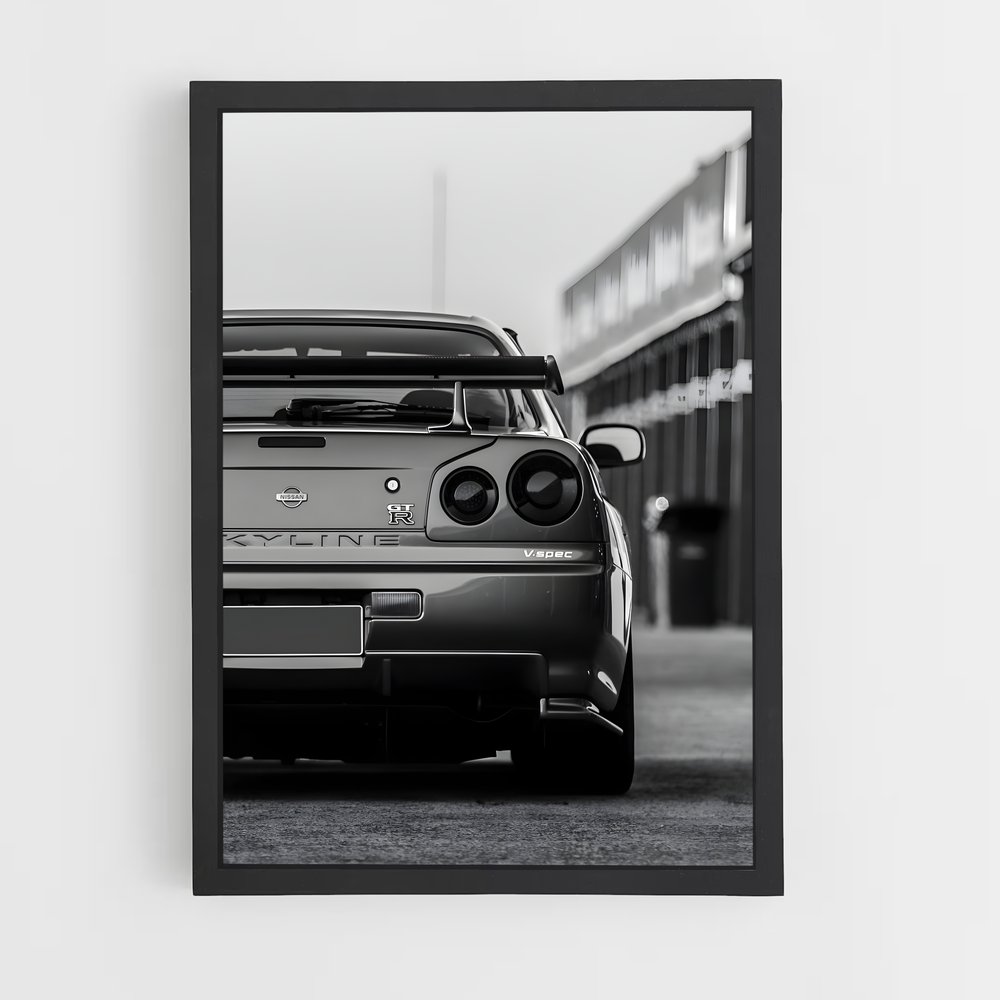 Poster R33 Noir et Blanc – affiche Nissan (vue 2)